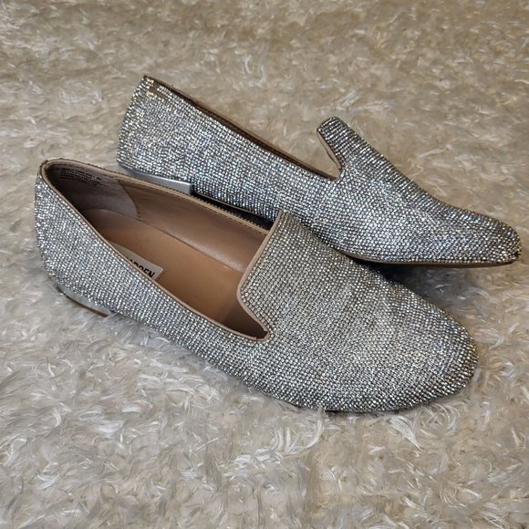 Steve Madden Shoes - Steve Madden Smile Studded Silver Loafers, Size	9M